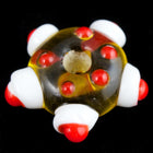 15mm Light Topaz/White/Red Lampwork Pinwheel Bead #LCL011-General Bead