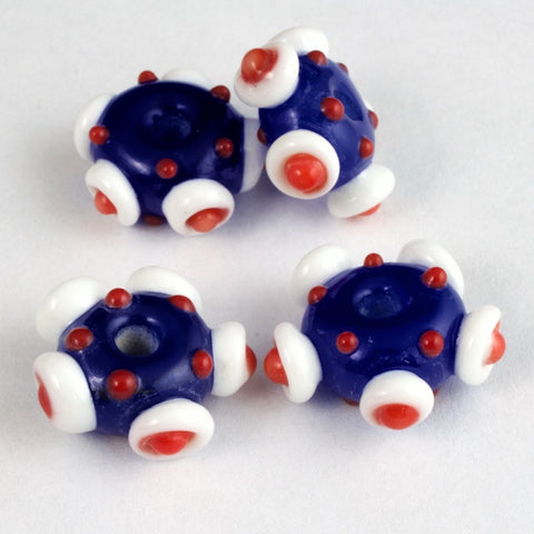 15mm Blue/White/Red Lampwork Pinwheel Bead #LCL013-General Bead