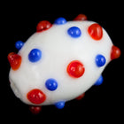 14mm White Oval Lampwork Bead with Red and Blue Dots #LCO002-General Bead