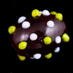 14mm Transparent Ruby Oval Lampwork Bead with White and Yellow Dots #LCO003-General Bead