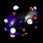 14mm Cobalt Oval Lampwork Bead with Red and White Dots #LCO004-General Bead