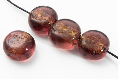 20mm Amethyst/Gold Foil Coin Bead #LCS020-General Bead