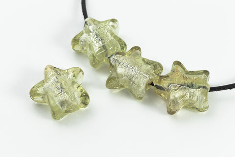 15mm Silver Lined Light Peridot Star Foil Bead #LCU005-General Bead