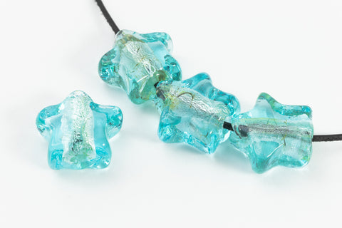 15mm Peridot Lined Light Aqua Star Foil Bead #LCU006-General Bead