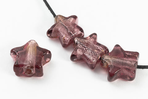 15mm Silver Lined Amethyst Star Foil Bead #LCU007-General Bead
