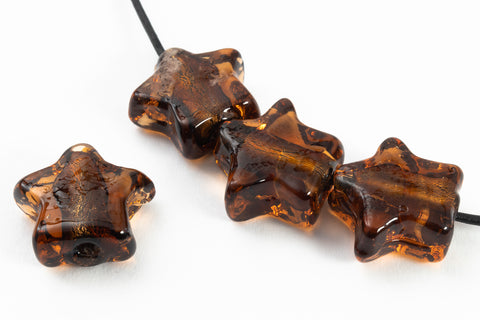 15mm Topaz Lined Amber Star Foil Bead #LCU009-General Bead