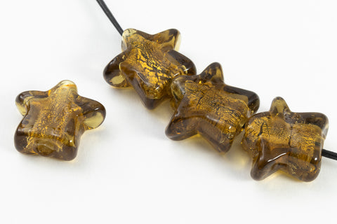 15mm Silver Lined Olivine Star Foil Bead #LCU010-General Bead