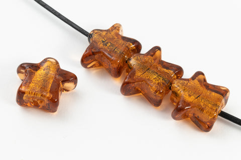 15mm Silver Lined Amber Star Foil Bead #LCU018-General Bead