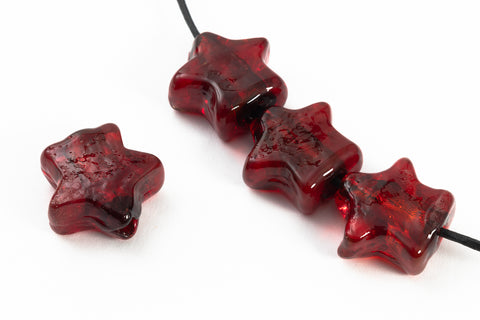 15mm Silver Lined Ruby Star Foil Bead #LCU020-General Bead