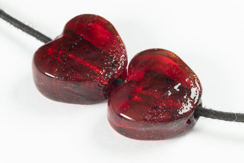 15mm Silver Lined Ruby Foil Heart #LCW001