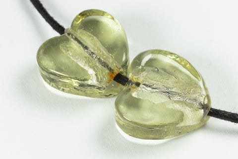 15mm Silver Lined Light Peridot Foil Heart #LCW005