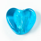 15mm Silver Lined Capri Blue Foil Heart #LCW008