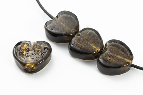 15mm Silver Lined Dark Olivine Foil Heart #LCW011-General Bead