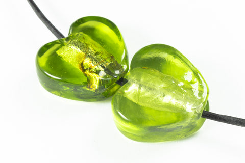 15mm Silver Lined Peridot Foil Heart #LCW012