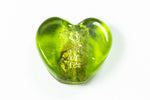 15mm Silver Lined Peridot Foil Heart #LCW012