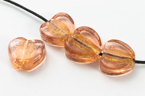 15mm Gold Lined Light Rose Foil Heart #LCW013-General Bead