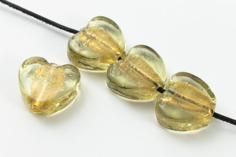 15mm Gold Lined Jonquil Foil Heart #LCW014-General Bead