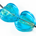 15mm Gold Lined Capri Blue Foil Heart #LCW017