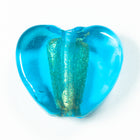 15mm Gold Lined Capri Blue Foil Heart #LCW017