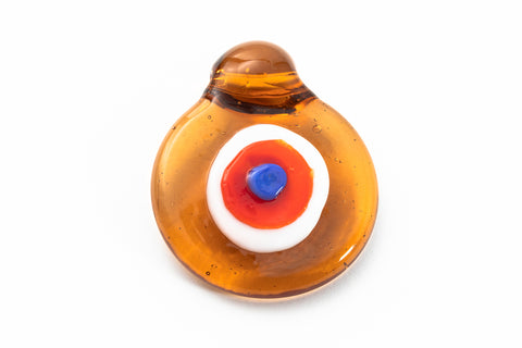 30mm Dark Topaz Evil Eye Lampwork Pendant #LCX004-General Bead