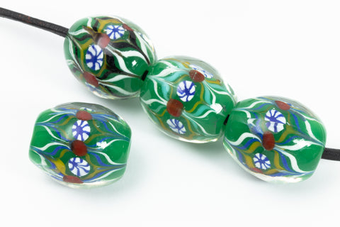 20mm Green/Multi Lampwork Oval Bead #LDK005-General Bead