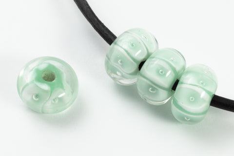 12mm Sea Green/White Lampwork Rondelle #LDP004-General Bead