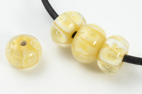 12mm Lemon Peel/White Lampwork Rondelle #LDP006-General Bead