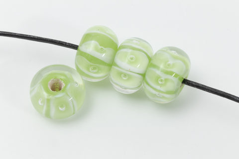 12mm Lime/White Lampwork Rondelle #LDP007-General Bead