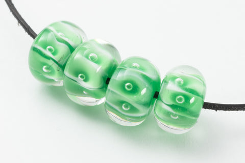 12mm Green/White Lampwork Rondelle #LDP008-General Bead
