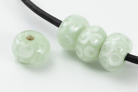 12mm Sage/White Lampwork Dot Rondelle #LDP014-General Bead