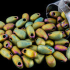 LDP-2035 3mm x 5.5mm Matte Metallic Khaki Iris Miyuki Drop Beads-General Bead