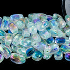 LDP-271 3mm x 5.5mm Mint Green Lined Crystal AB Miyuki Drop Beads-General Bead