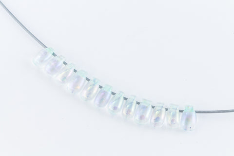 LDP-271 3mm x 5.5mm Mint Green Lined Crystal AB Miyuki Drop Beads-General Bead