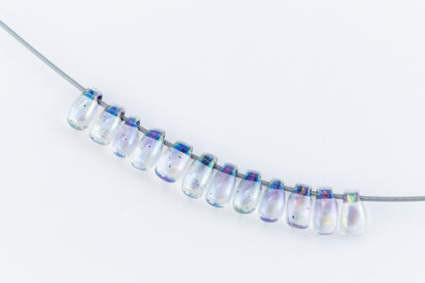 LDP-283 3mm x 5.5mm Black Lined Crystal AB Miyuki Drop Beads-General Bead