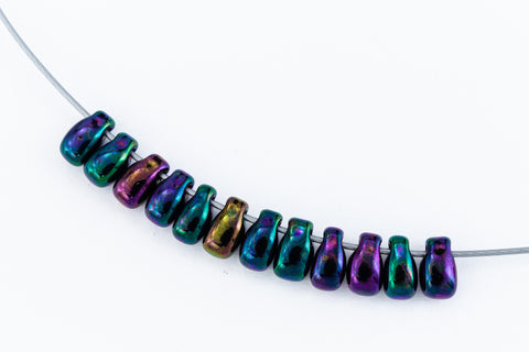 LDP-454 3mm x 5.5mm Metallic Dark Plum Iris Miyuki Drop Beads-General Bead