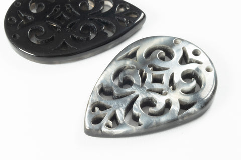 28mm x 40mm Hematite Laser Cut Lucite Teardrop Chandelier #LUC014