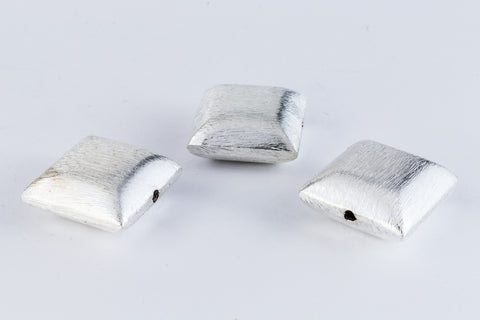 16mm Silver Brushed Puff Square Bead #MBA411-General Bead