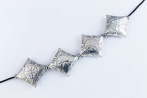 20mm Antique Silver Embossed Square Bead #MBA413-General Bead