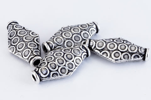 20mm Antique Silver Patterned Flat Diamond Bead #MBA415-General Bead