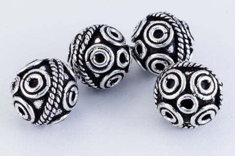 10mm Antique Silver Traditional Round Bead #MBA419-General Bead