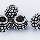 12mm Antique Silver Beaded Cylinder Bead #MBA422-General Bead