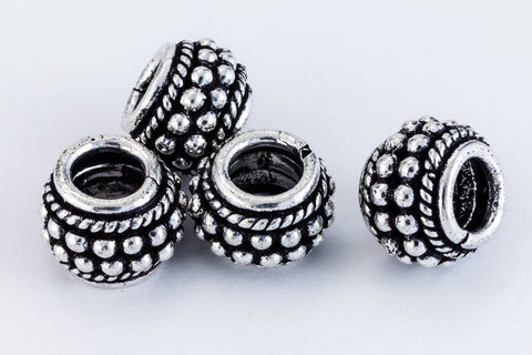 12mm Antique Silver Beaded Cylinder Bead #MBA422-General Bead