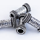 14mm Antique Silver Patterned Tube Bead #MBA423-General Bead