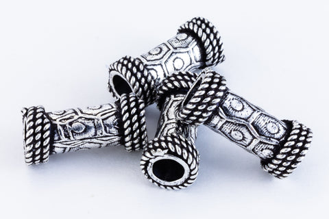 14mm Antique Silver Patterned Tube Bead #MBA423-General Bead