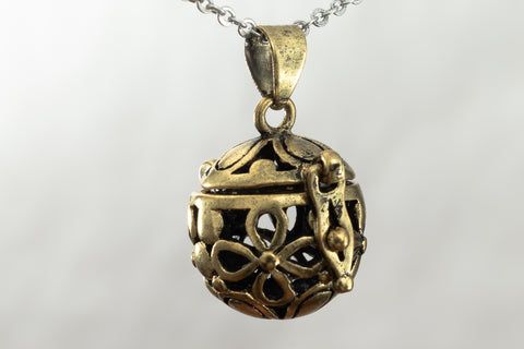 19mm x 26mm Antique Brass Floral Filigree Diffuser Cage Pendant #MBB014