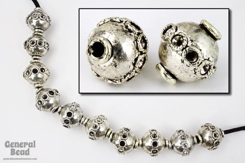 12mm Antique Pewter Bead with Circles #MBB127-General Bead