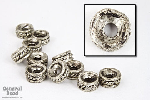 6mm Antique Silver Twisted Rope Pewter Spacer-General Bead