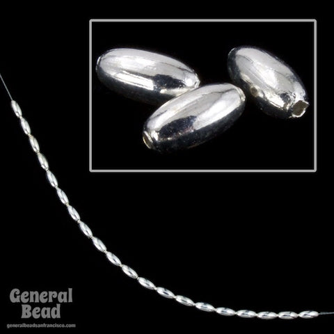 2mm x 4mm Silver Oval Bead-General Bead