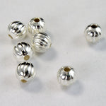 4mm Silverplate Corrugated Round Bead-General Bead