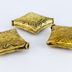 20mm Antique Brass Embossed Square Bead #MBB413-General Bead